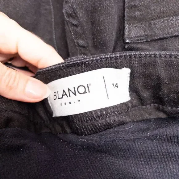 Blanqi Maternity Denim Jeans Black Skinny Over-Belly Panel Distressed Size 14 - Picture 8 of 9